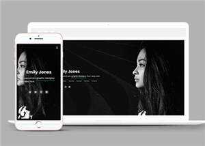 黑色设计师简历响应式网页模板下载 - 项目资源网