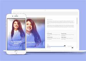 响应式蓝色个人简介类网站模板 - 项目资源网