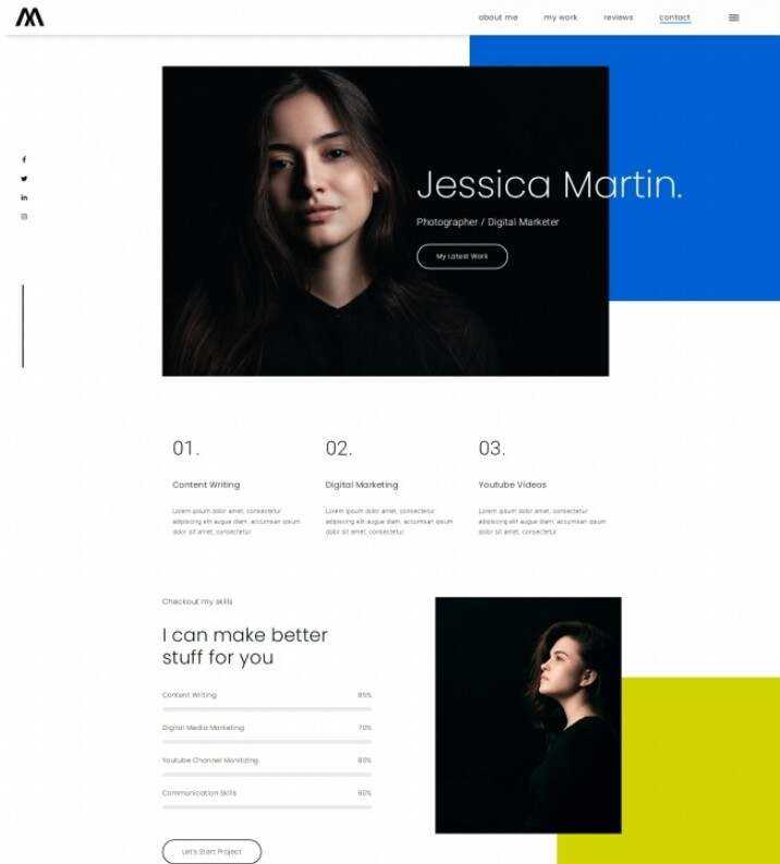 摄影师数字营销师简历网站html模板 - 项目资源网