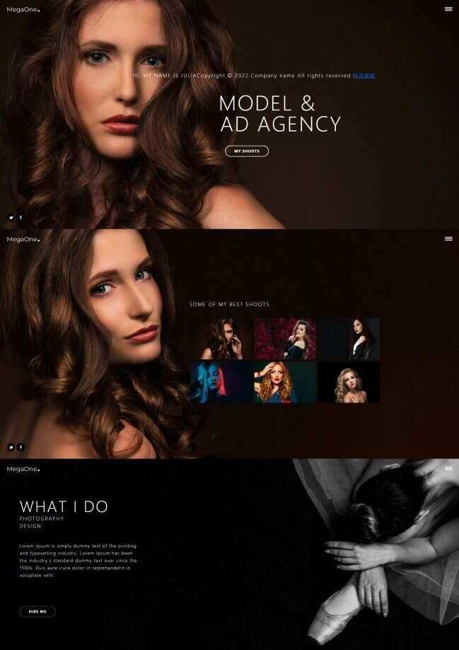 模特广告代理个人简历网页模板 - 项目资源网