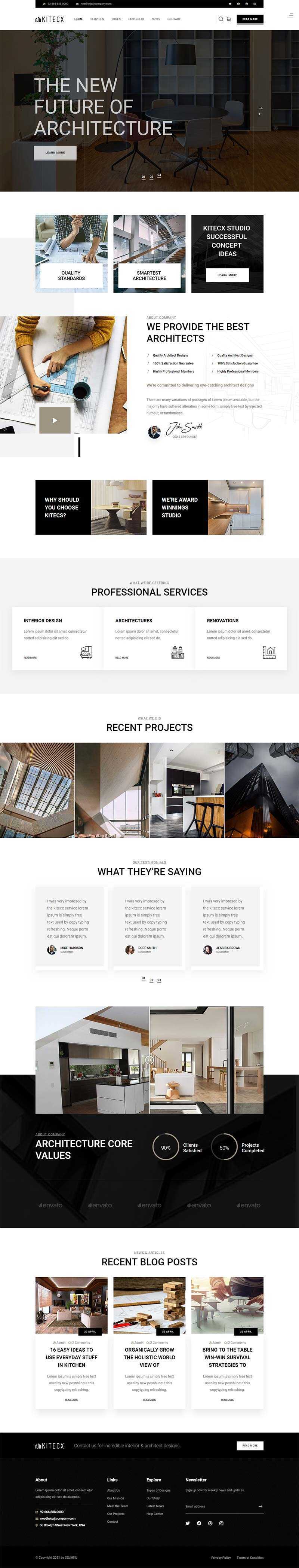 黑色响应式室内建筑行业HTML模板 - 项目资源网