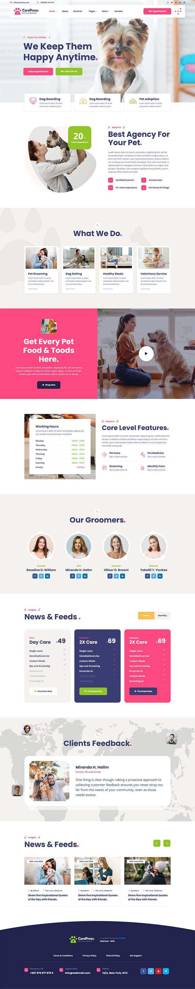 宠物护理医院兽医店铺官网HTML5模板 - 项目资源网