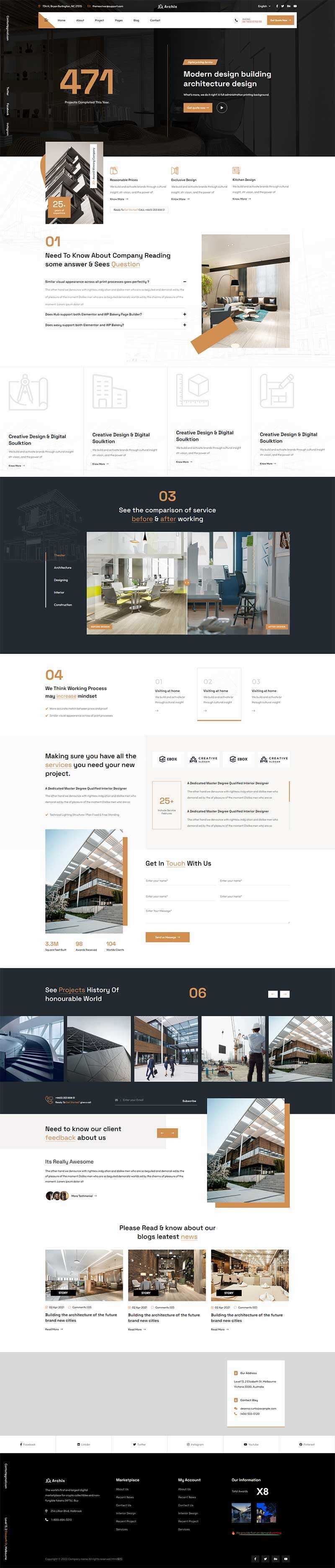 咖啡色现代建筑设计服务公司网站html模板 - 项目资源网