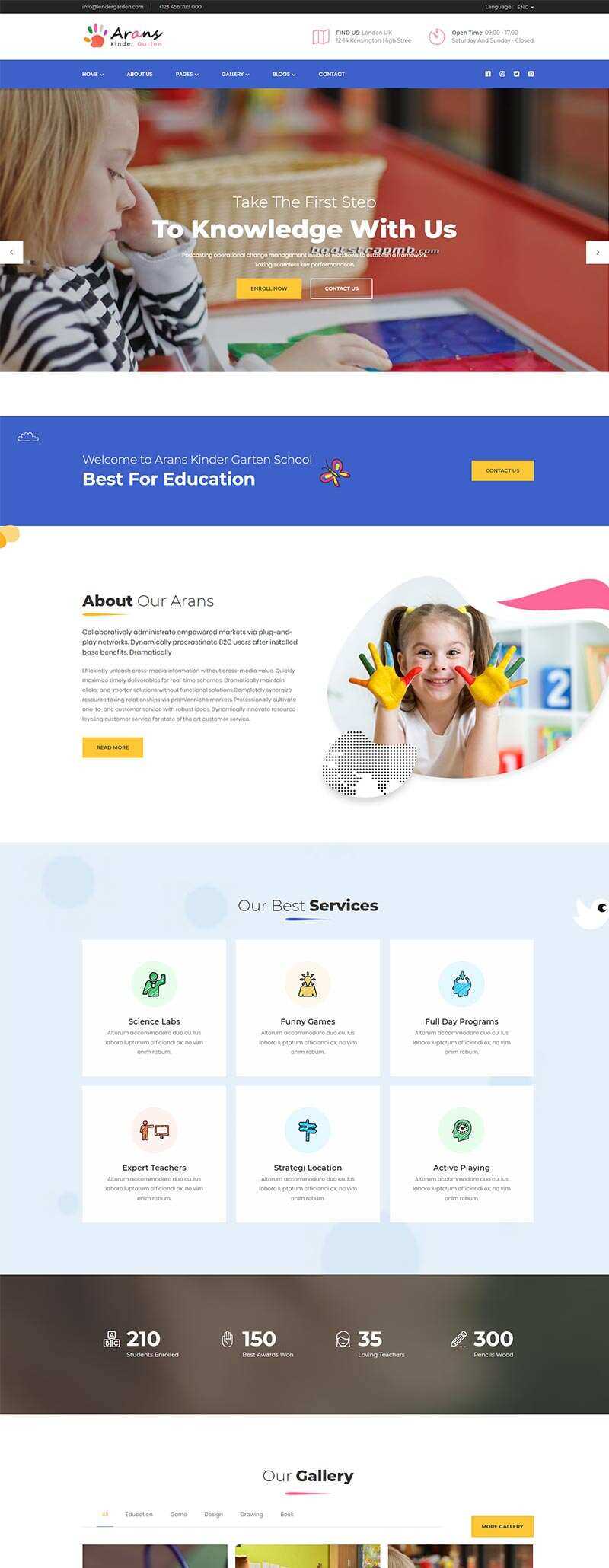 Bootstrap响应式幼儿园早教中心网站html模板 - 项目资源网