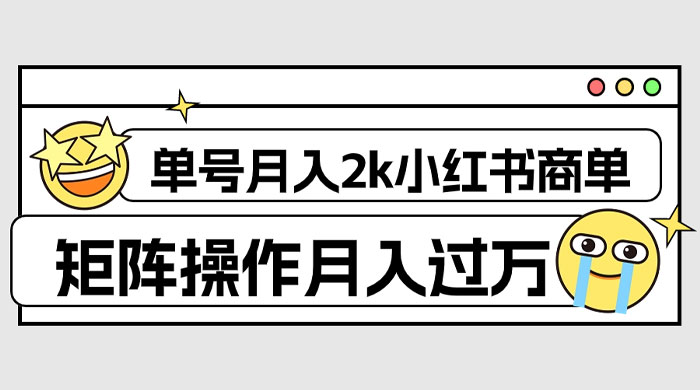 外面收费 1980 的小红书商单保姆级教程，单号月入 2k，矩阵操作轻松月入过万 - 项目资源网