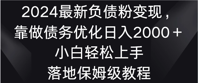 2024最新负债粉变现，靠做债务优化日入2000＋小白轻松上手 落地保姆级教程 - 项目资源网